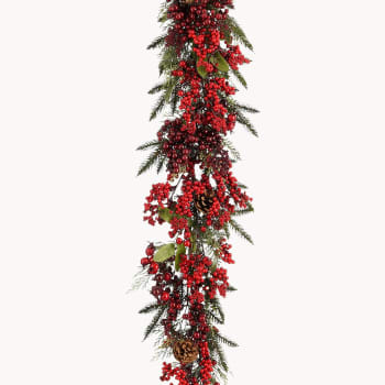 Guirnalda artificial de Navidad Randell roja con bayas 110 cm