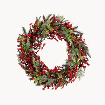 Corona artificial de Navidad Norah roja con bayas Ø 70 cm