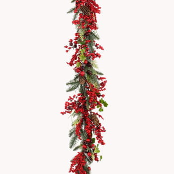Guirnalda artificial de Navidad Norah roja con bayas 180 cm