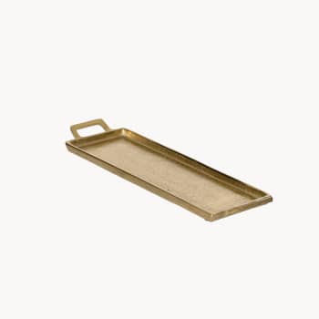 Bandeja decorativa de aluminio dorado 14×43 cm (serie de 3)