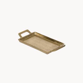 Bandeja decorativa de aluminio dorado 13×27 cm (serie de 3)