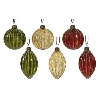 Bola de Navidad brillante verde, dorado y rojo Ø8 cm
