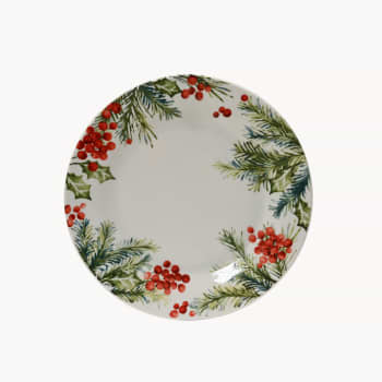 Plato llano de porcelana blanco Ramas Acebo Ø27.2 cm