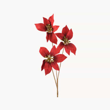 Rama artificial de Flor de Pascua roja 60 cm