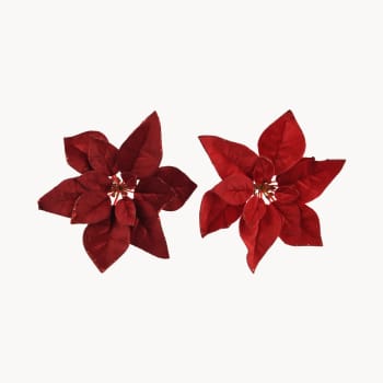 Clip artificial de Flor de Pascua roja y marrón Ø 28 cm