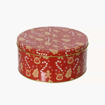 Caja metálica de Navidad roja, set de 3, Ø20x9 cm