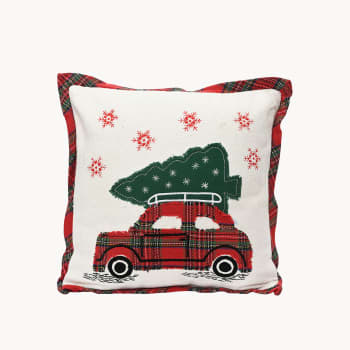 Cojín de Coche Navideño con Abeto Rojo y Blanco 45x45 cm