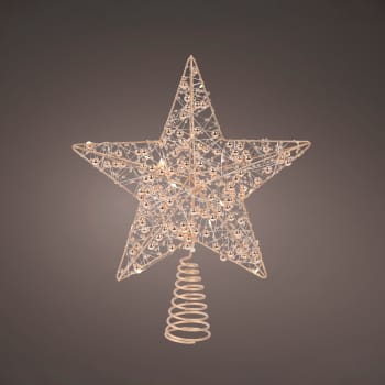 Punta estrella micro LED dorada blanco cálido para árbol de Navidad