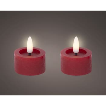 Set 2 velas LED rojas blancas cálidas Ø4,4 cm
