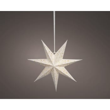 Estrella de papel LED blanca 38 cm