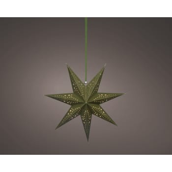 Estrella de papel LED verde 38 cm