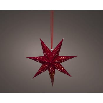 Estrella de papel LED roja 38 cm
