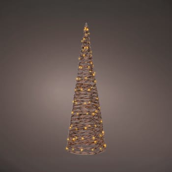 Árbol LED de mimbre marrón blanco cálido 60 cm