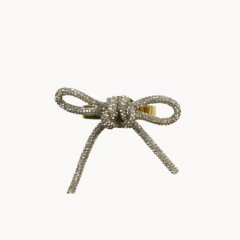 Servilletero de Lazo Rojo y Dorado (4 uds.) 8 cm