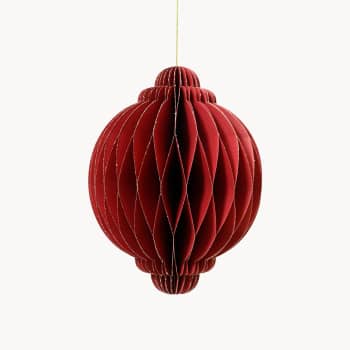 Colgante Figura Origami de Papel con Glitter Rojo ø11.5 cm