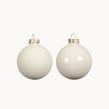 Caja de Bolas de Navidad de Cristal Mate y Brillo Blanco (8 cm)