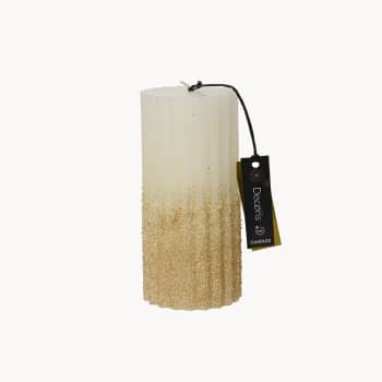 Vela beige purpurina 7×15 cm