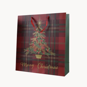 Bolsa de regalo Navidad Abeto Dorado Roja 30x12x42 cm