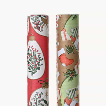 Papel de Regalo de Navidad Kraft Surtido (6 Diseños) 70 x 200 cm