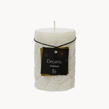 Vela blanca relieve hoja nevada 7×10 cm