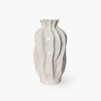 Jarrón de Gres Blanco Brillante Orgánico Decoris Ø20x35,5 cm