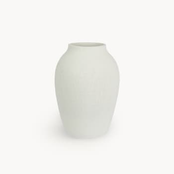 Jarrón de Terracota Blanco Texturizado Ovoide Decoris Ø21x30 cm
