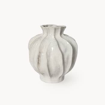 Jarrón de Gres Blanco Brillante Orgánico Decoris Ø23,3x25,8 cm