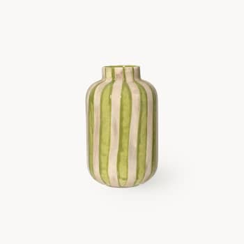 Jarrón de Terracota con Rayas Verticales Lima Decoris Ø18x29,5 cm