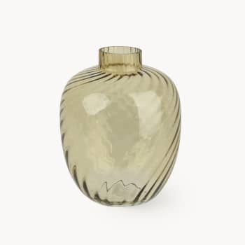 Jarrón de Cristal Ámbar con Torsión Decoris Ø21,5x27 cm