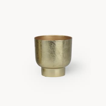 Maceta de Interior Decoris Relieve hojas dorado