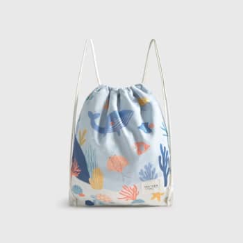 Bolsa mochila de algodón con estampado de fondo marino Marine
