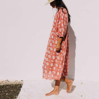 Caftán largo de algodón con estampado floral Kenla