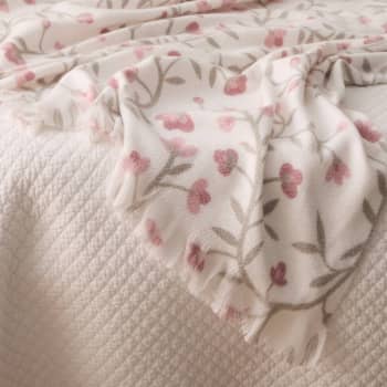 Plaid con flores y flecos Lapla