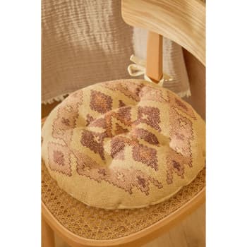 Cojín de silla de algodón dhurrie con print Aisha