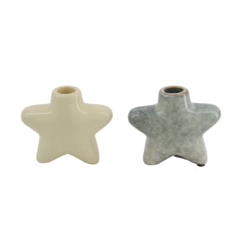 Portavelas de estrella de cerámica 6×12×11 cm