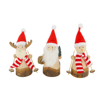 Figura de madera de reno, Papá Noel o muñeco de nieve