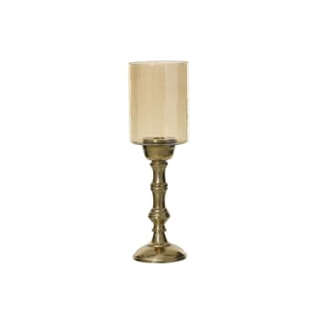 Candelabro de aluminio dorado y ámbar Ø11×38 cm