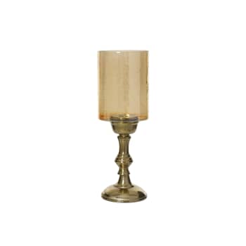 Candelabro de aluminio dorado y ámbar Ø11×33 cm