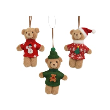 Colgante de osito de peluche con jersey para el árbol