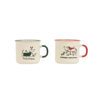 Mug de perro salchicha rojo y verde 8 cm