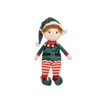 Figura de elfo sentado verde y rojo 60 cm