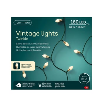 Luces LED Vintage verde blanco cálido 180 luces (18 m)