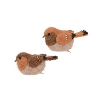 Clip de pájaro de lana beige/marrón