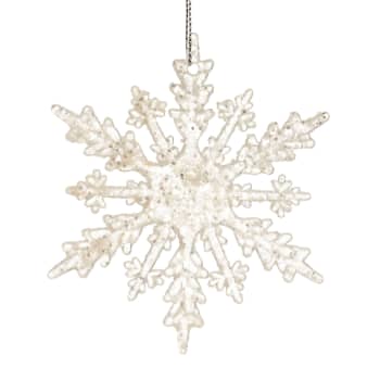 Colgante copo de nieve con purpurina 10 cm
