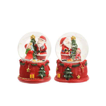 Bola de nieve de Papá Noel con niño Ø4,5 cm