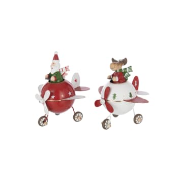 Avión de Navidad con reno o Papá Noel rojo y blanco (modelos surtidos)