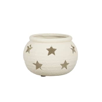Portavelas de estrellas gris Ø16,5×11 cm