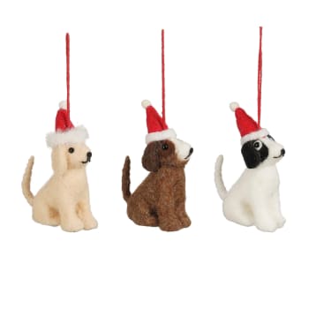 Colgante de perro con gorro de Navidad de fieltro