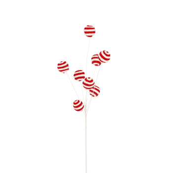 Pick artificial de bolas blancas y rojas 68 cm