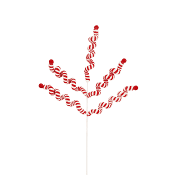 Pick artificial de espiral blanco y rojo 70 cm